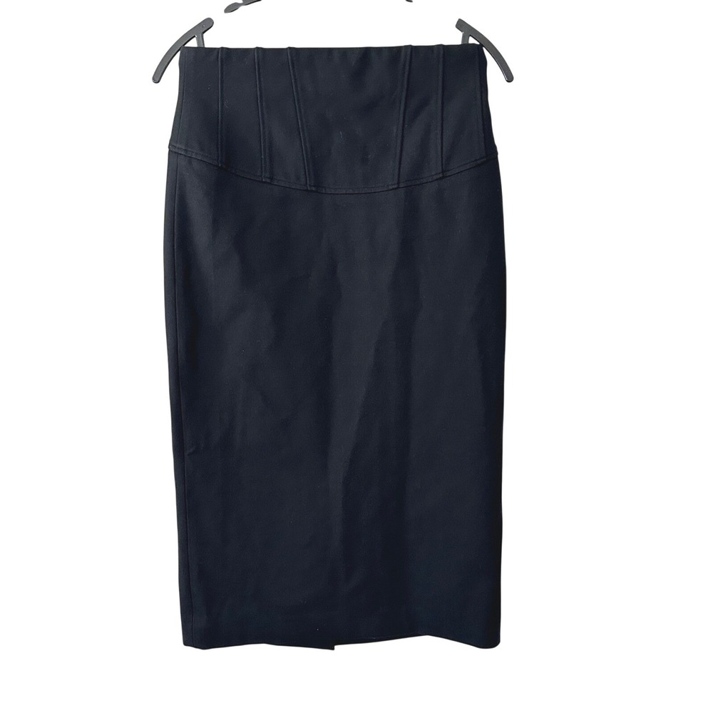Spanx Black High Waisted Corset Style Pencil Midi Skirt Size M 022032R